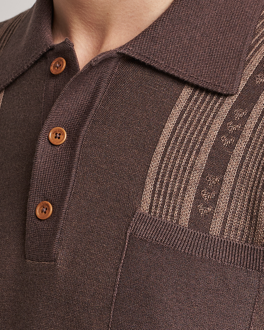 Uomini | Polo | Nudie Jeans | Frippe Knitted Polo Brown