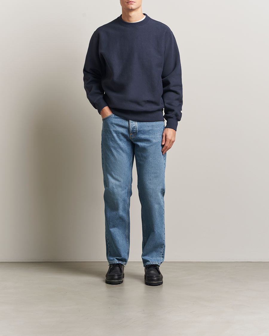 Uomini | Maglieria | Nudie Jeans | Hasse Crew Neck Sweatshirt Navy