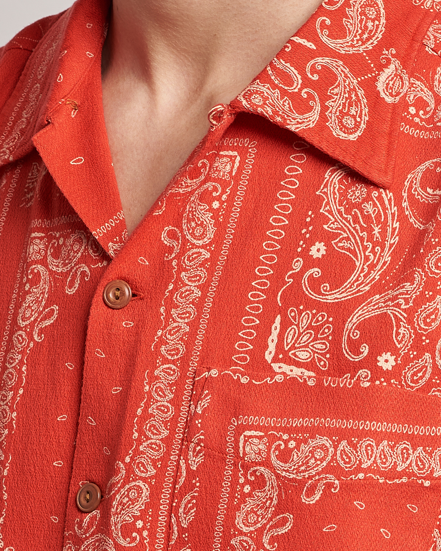 Uomini | Camicie | Nudie Jeans | Aron Printed Short Sleeve Shirt Red
