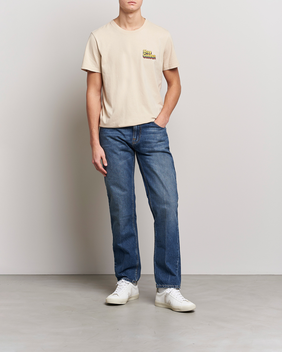 Uomini | T-shirt | Nudie Jeans | Roy Logo Crew Neck T-Shirt Cream
