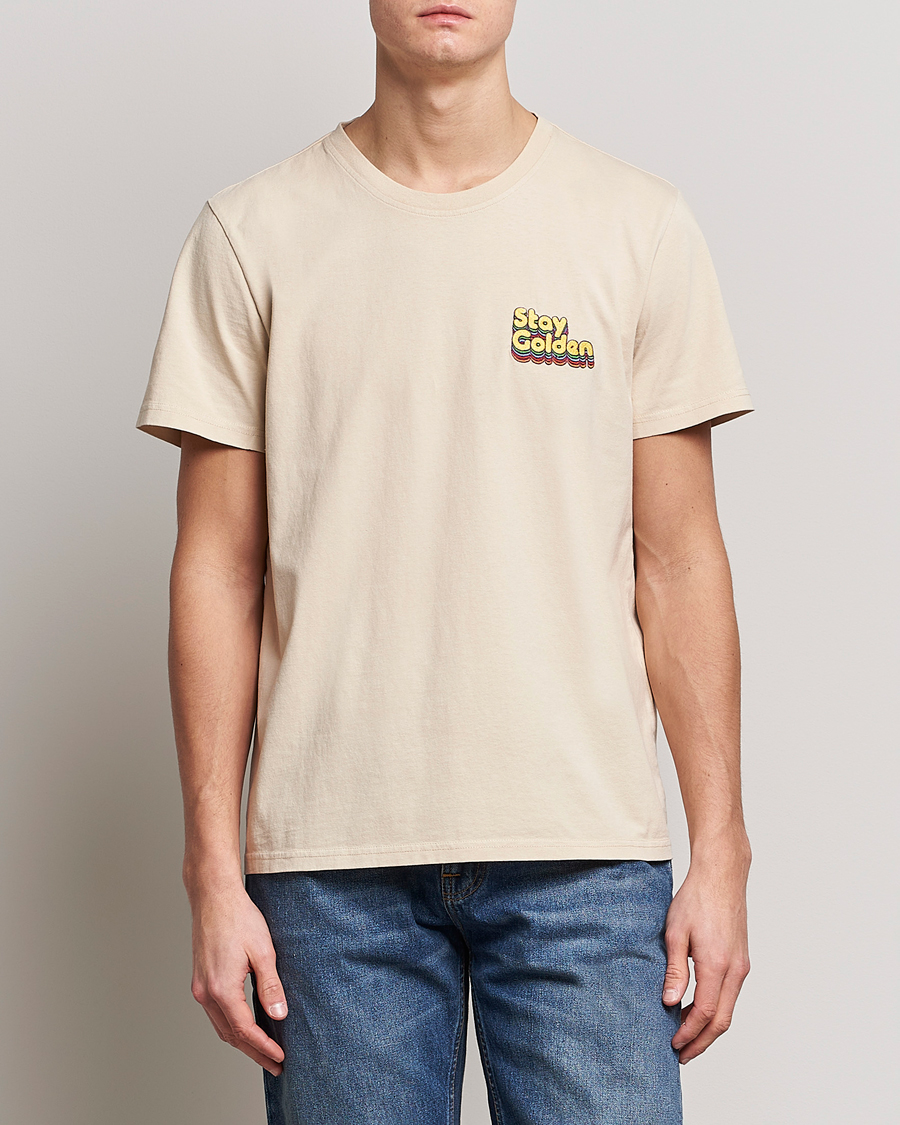 Uomini | T-shirt | Nudie Jeans | Roy Logo Crew Neck T-Shirt Cream