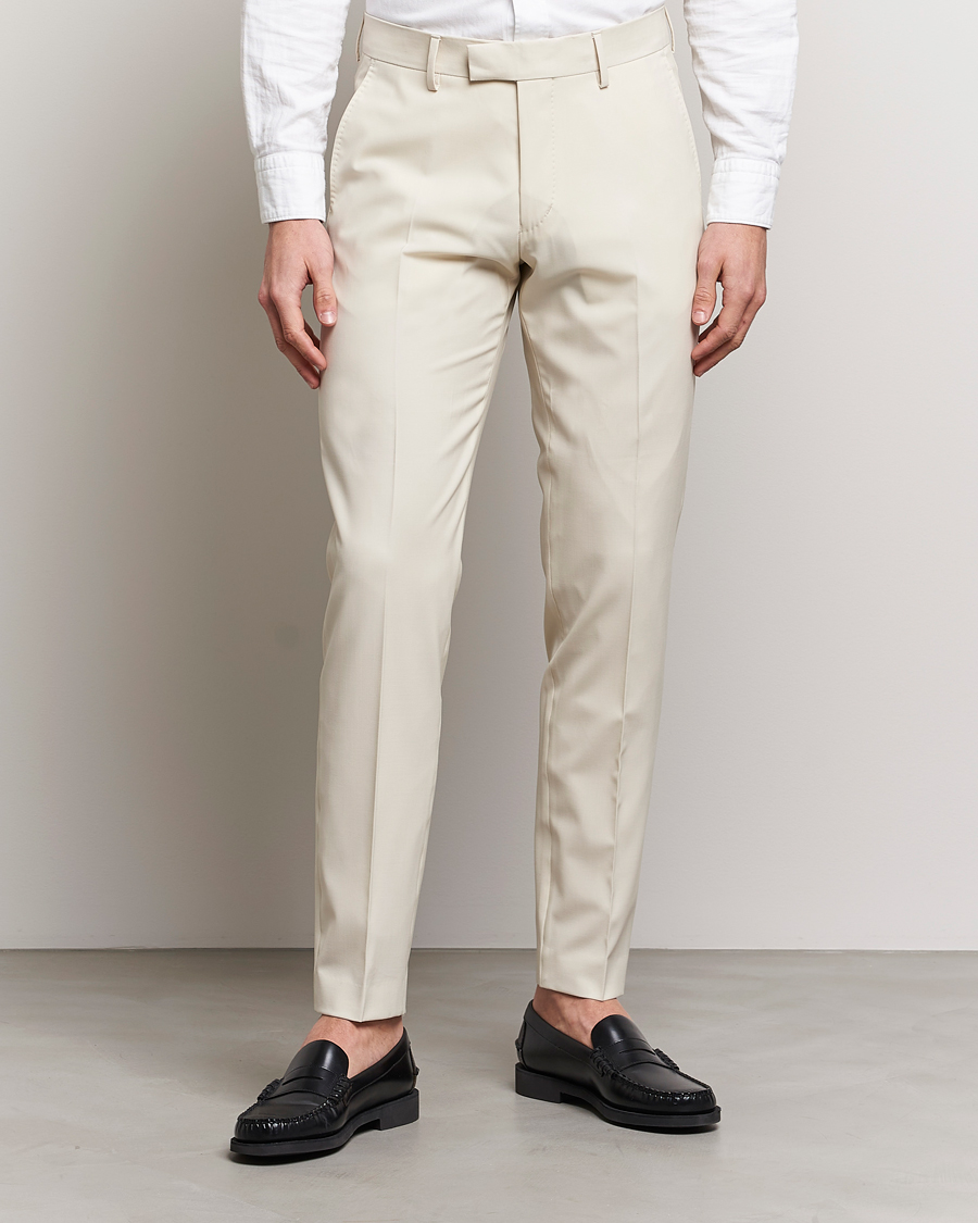 Uomini | Pantaloni | Tiger of Sweden | Tenuta Wool Trousers Light Ivory