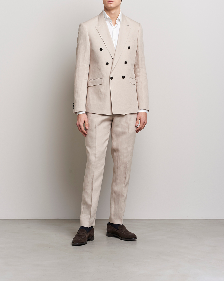 Uomini | Pantaloni | Tiger of Sweden | Tenutas Linen Trousers Cream Sand