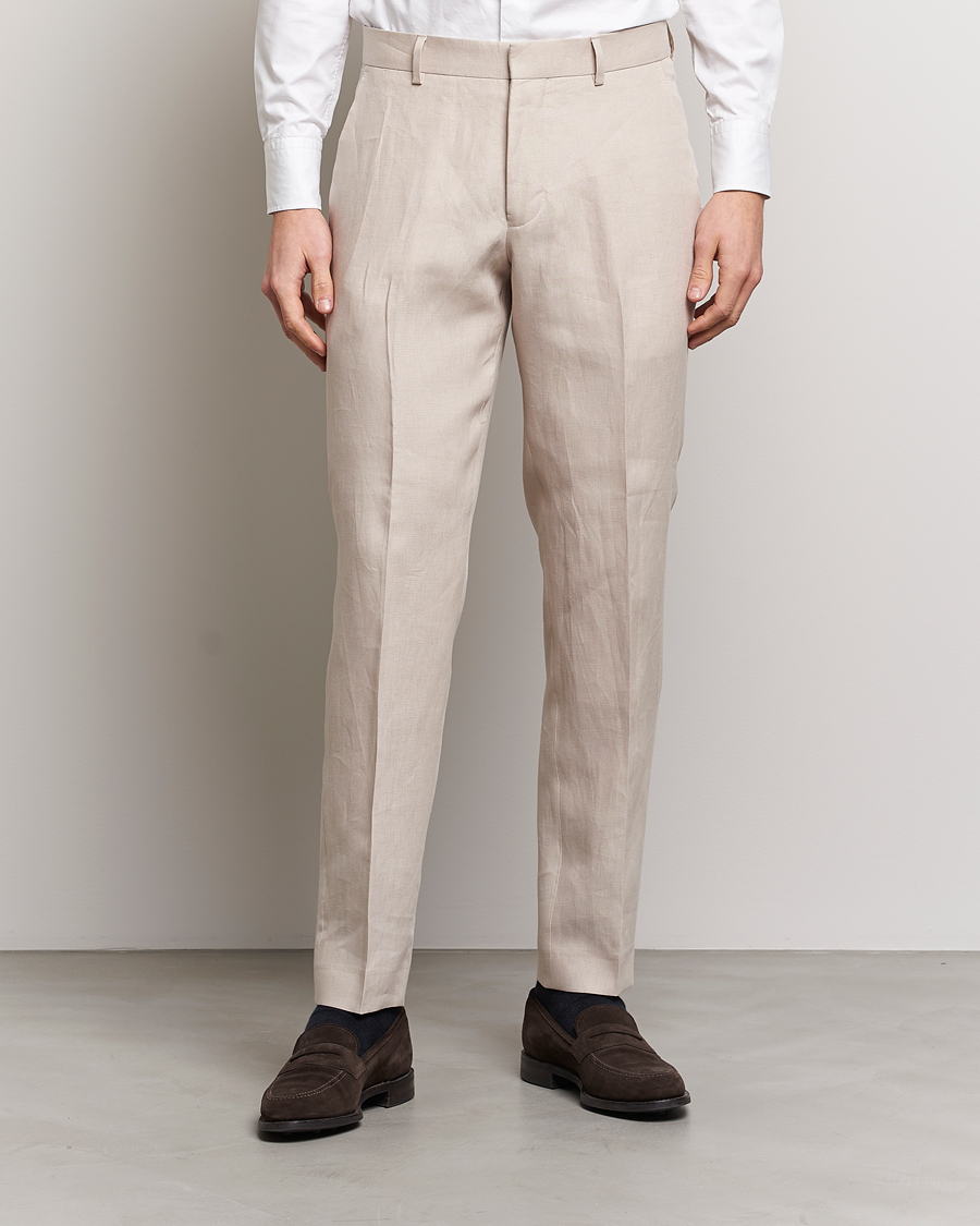 Uomini | Pantaloni | Tiger of Sweden | Tenutas Linen Trousers Cream Sand