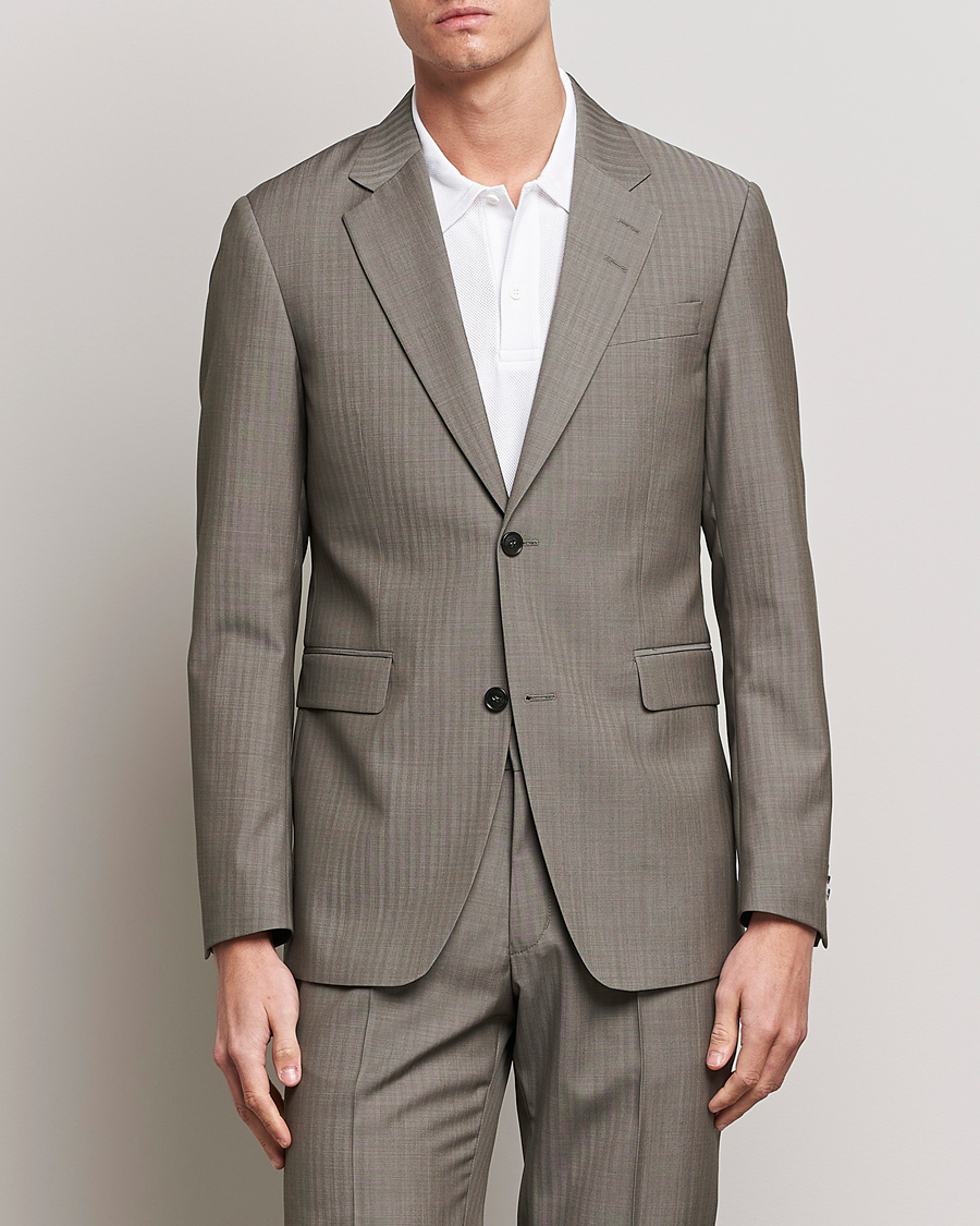 Uomini | Blazers | Tiger of Sweden | Justin Herringbone Wool Blazer Dark Sand