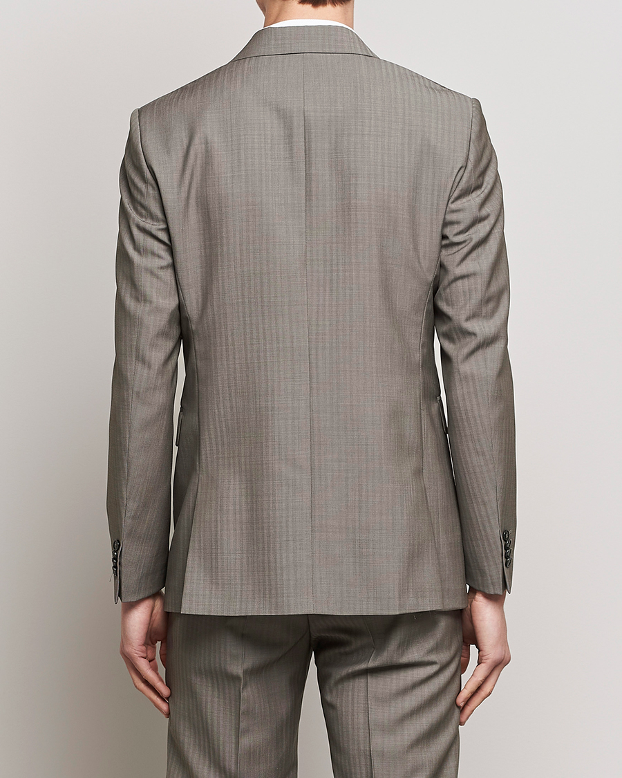 Uomini | Blazers | Tiger of Sweden | Justin Herringbone Wool Blazer Dark Sand
