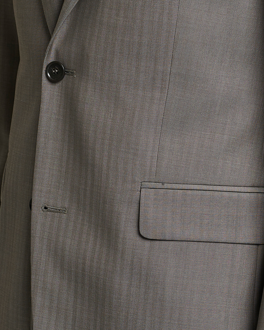 Uomini | Blazers | Tiger of Sweden | Justin Herringbone Wool Blazer Dark Sand