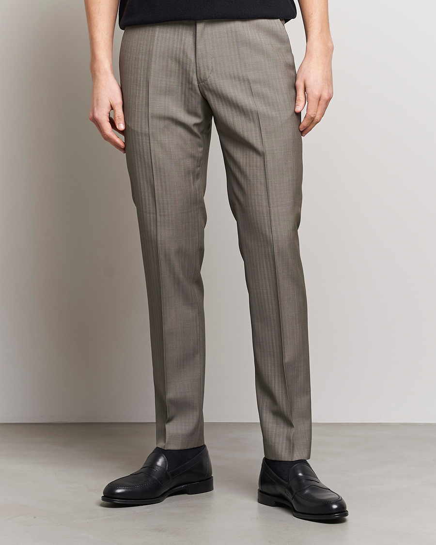 Uomini | Pantaloni | Tiger of Sweden | Tenuta Wool Trousers Dark Sand