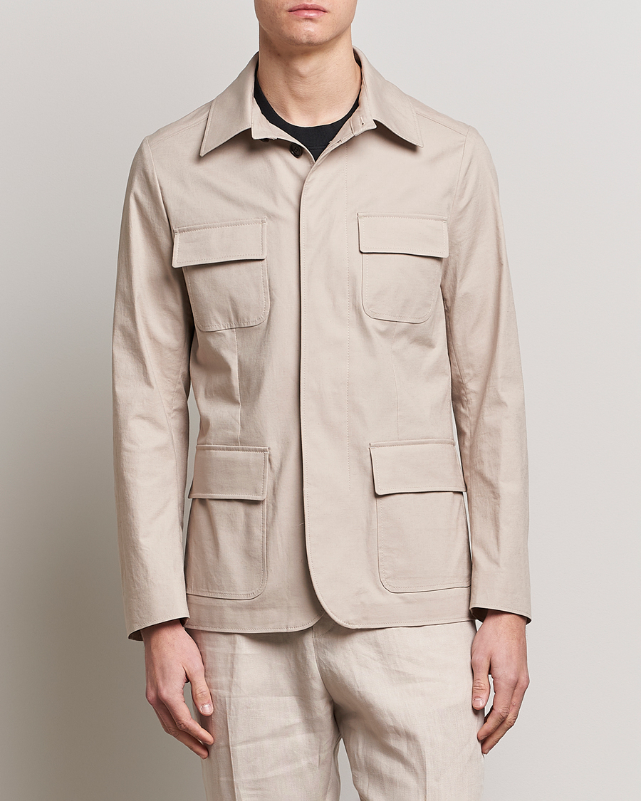Uomini | Giacche | Tiger of Sweden | Jora Cotton Linen Jacket Cream Sand