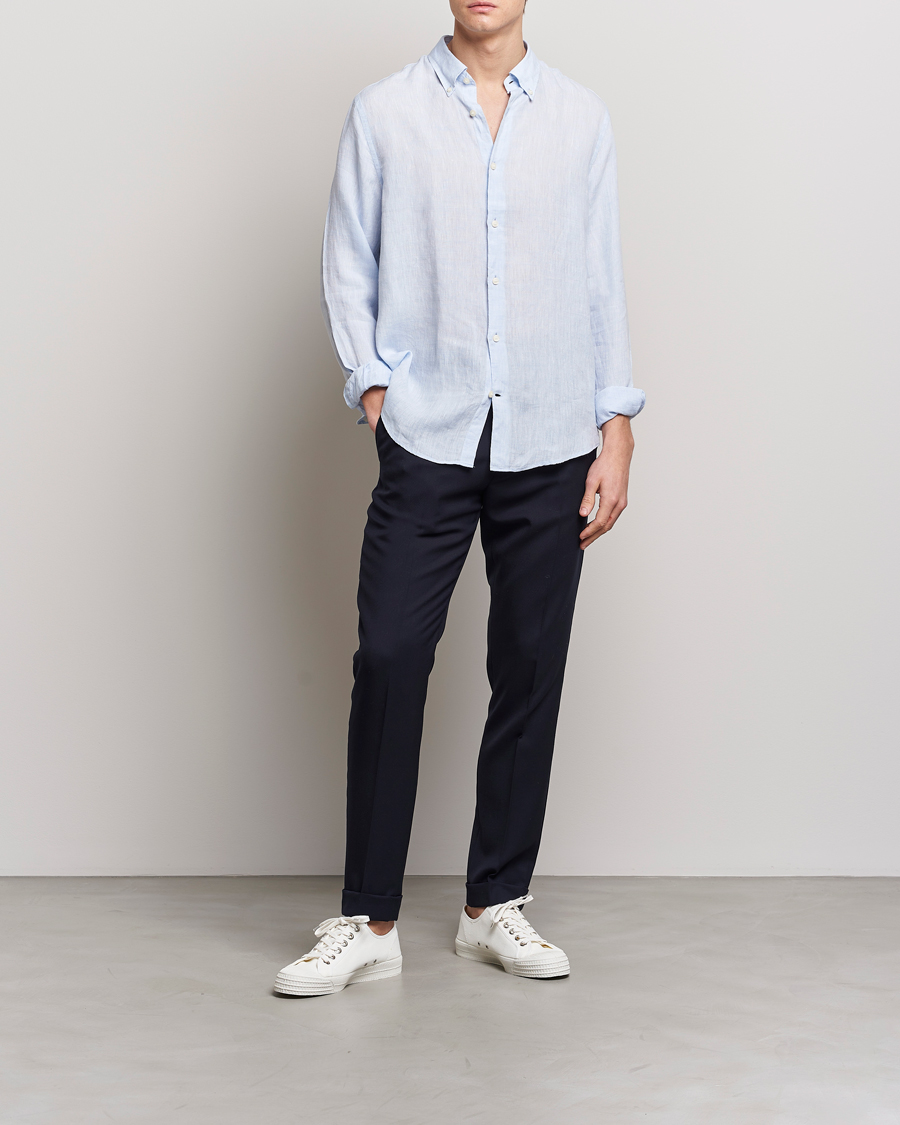 Uomini | Camicie | Tiger of Sweden | Sankt Linen Shirt Light Blue