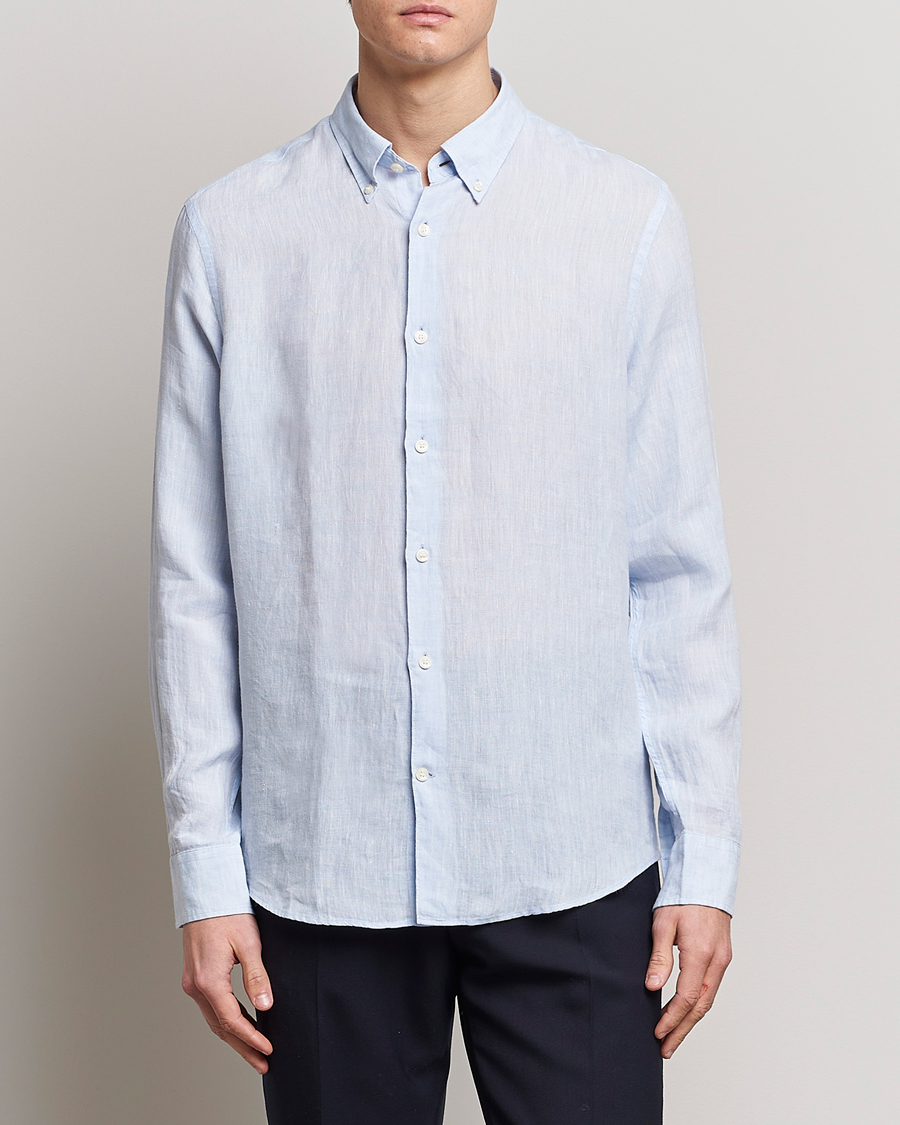 Uomini | Camicie | Tiger of Sweden | Sankt Linen Shirt Light Blue