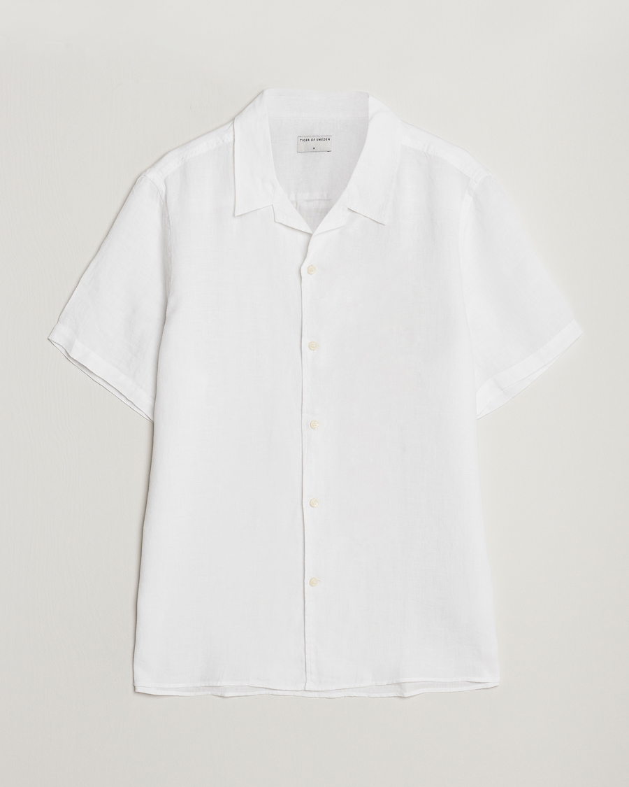 Uomini | Camicie | Tiger of Sweden | Riccerdo Linen Shirt Pure White