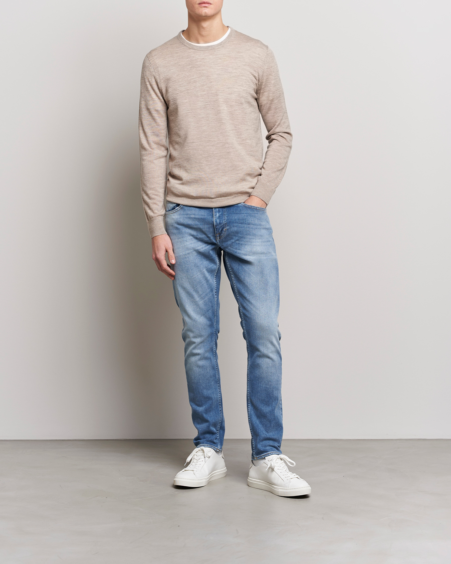 Uomini | Maglieria | Tiger of Sweden | Nichols Extra Fine Merino Crew Neck Beige Melange