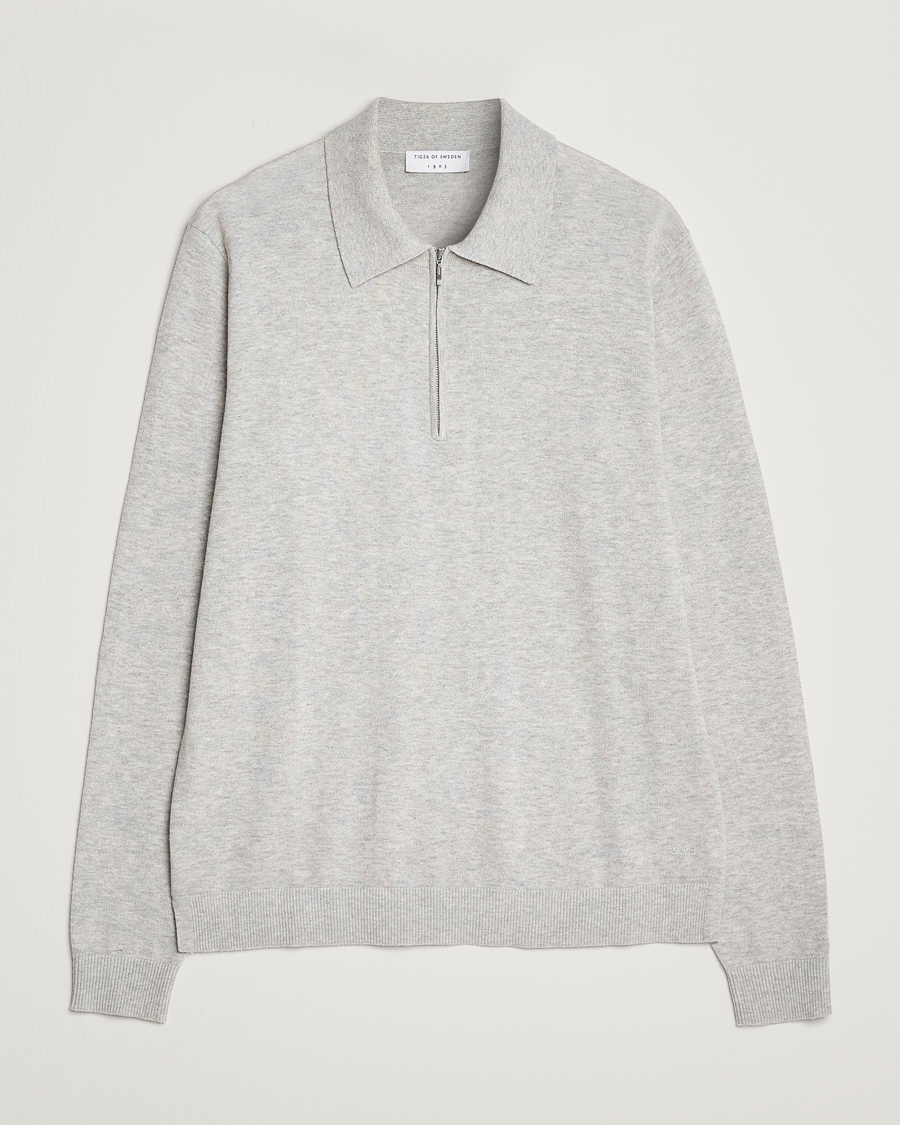 Uomini | Maglieria | Tiger of Sweden | Orbit Merino Wool Half Zip Light Grey Melange