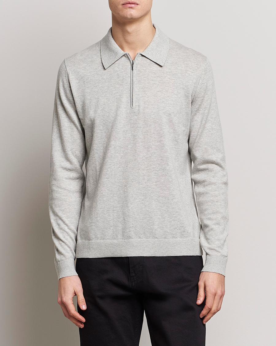 Uomini | Maglieria | Tiger of Sweden | Orbit Merino Wool Half Zip Light Grey Melange