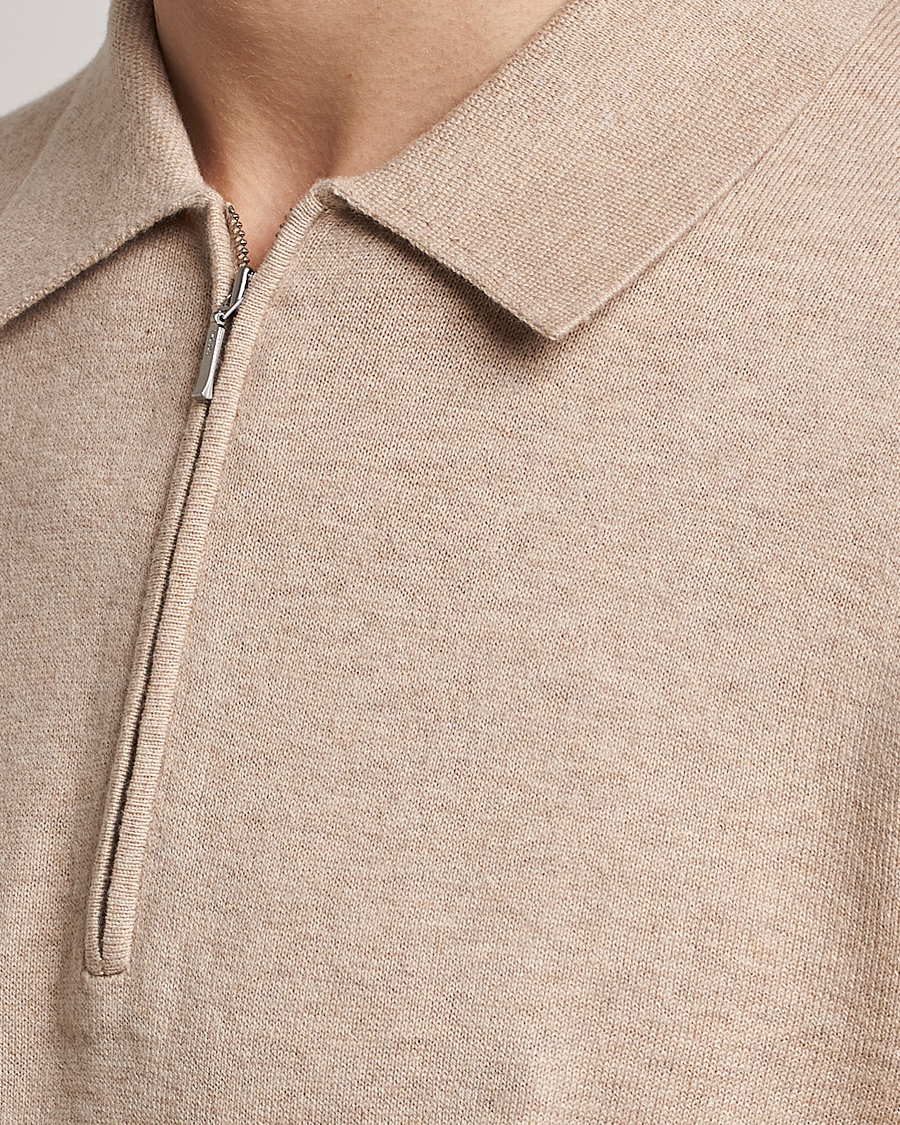 Uomini | Maglieria | Tiger of Sweden | Orbit Merino Wool Half Zip Beige Melange