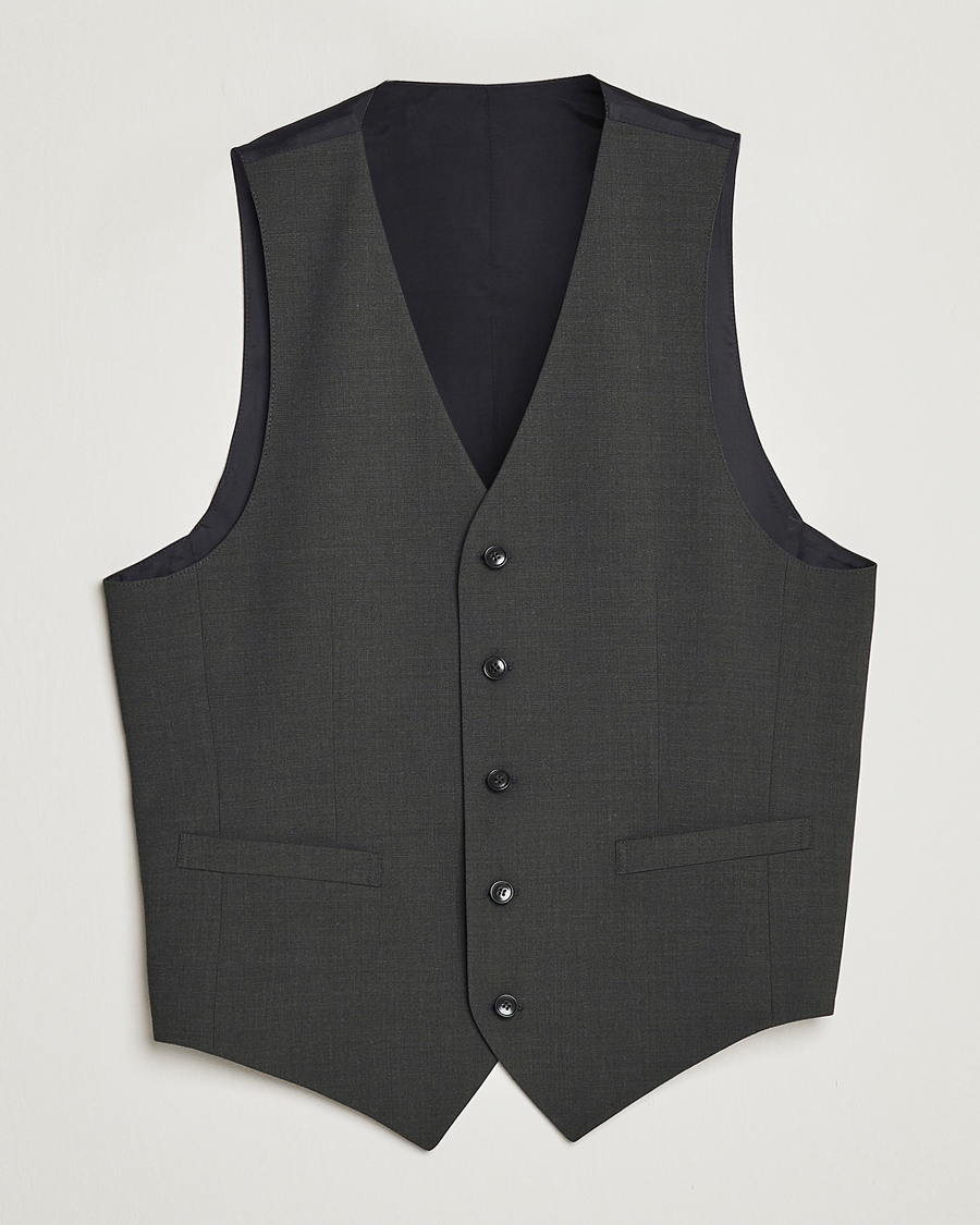 Uomini | Gilet | Tiger of Sweden | Wayde Wool Travel Waistcoat Olive Extreme