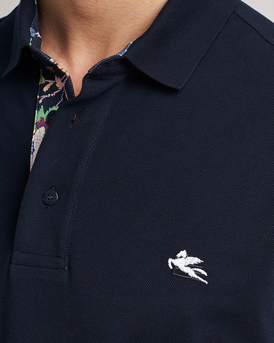 Uomini | Polo | Etro | Short Sleeve Contrast Paisley Polo Navy
