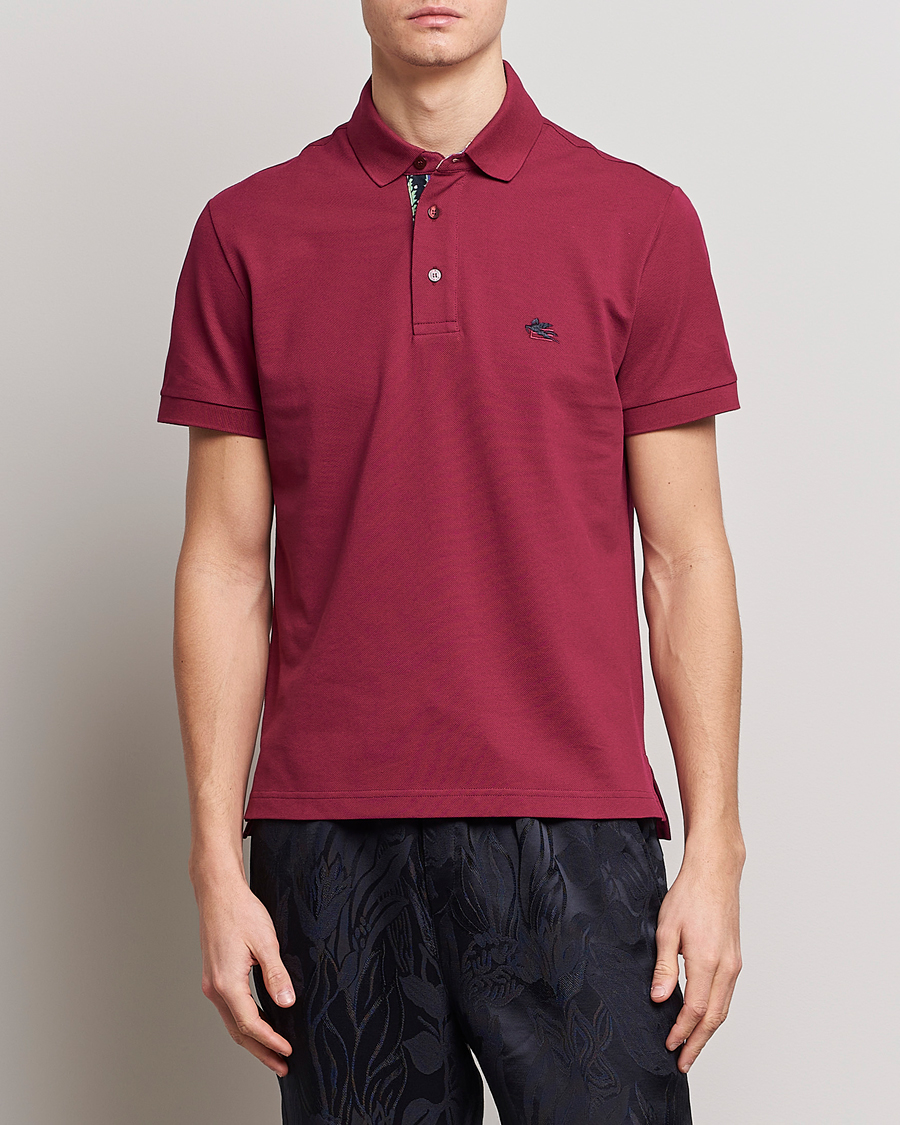 Uomini | Polo | Etro | Short Sleeve Contrast Paisley Polo Rosa