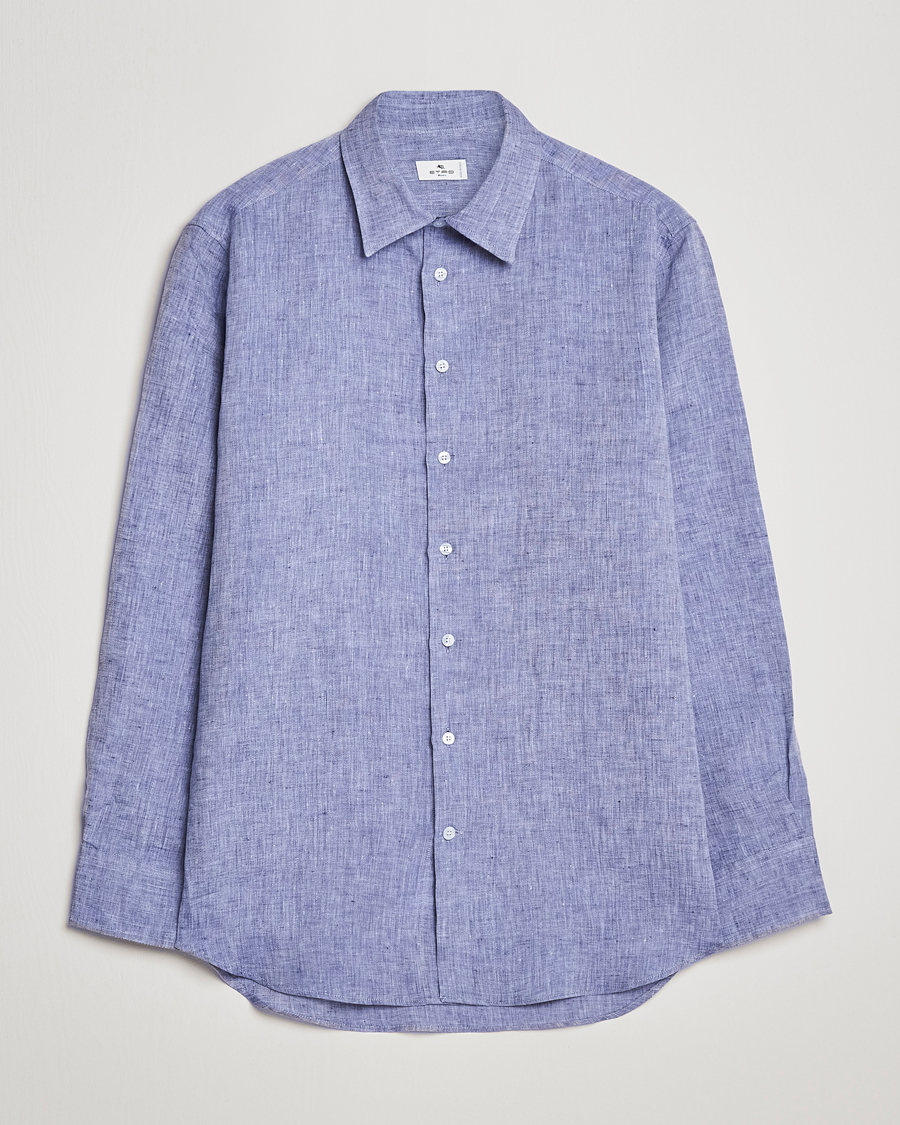 Uomini | Camicie | Etro | Linen Sport Shirt Dark Blue