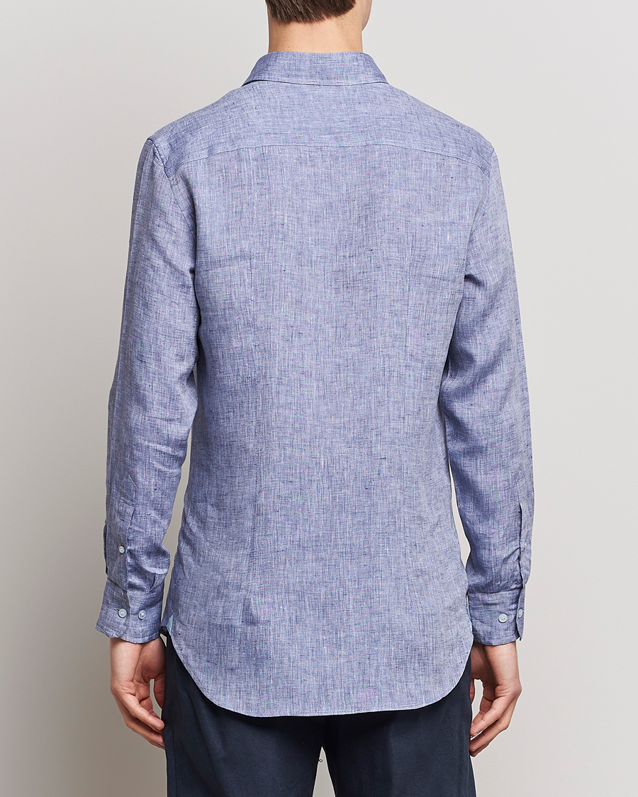 Uomini | Camicie | Etro | Linen Sport Shirt Dark Blue