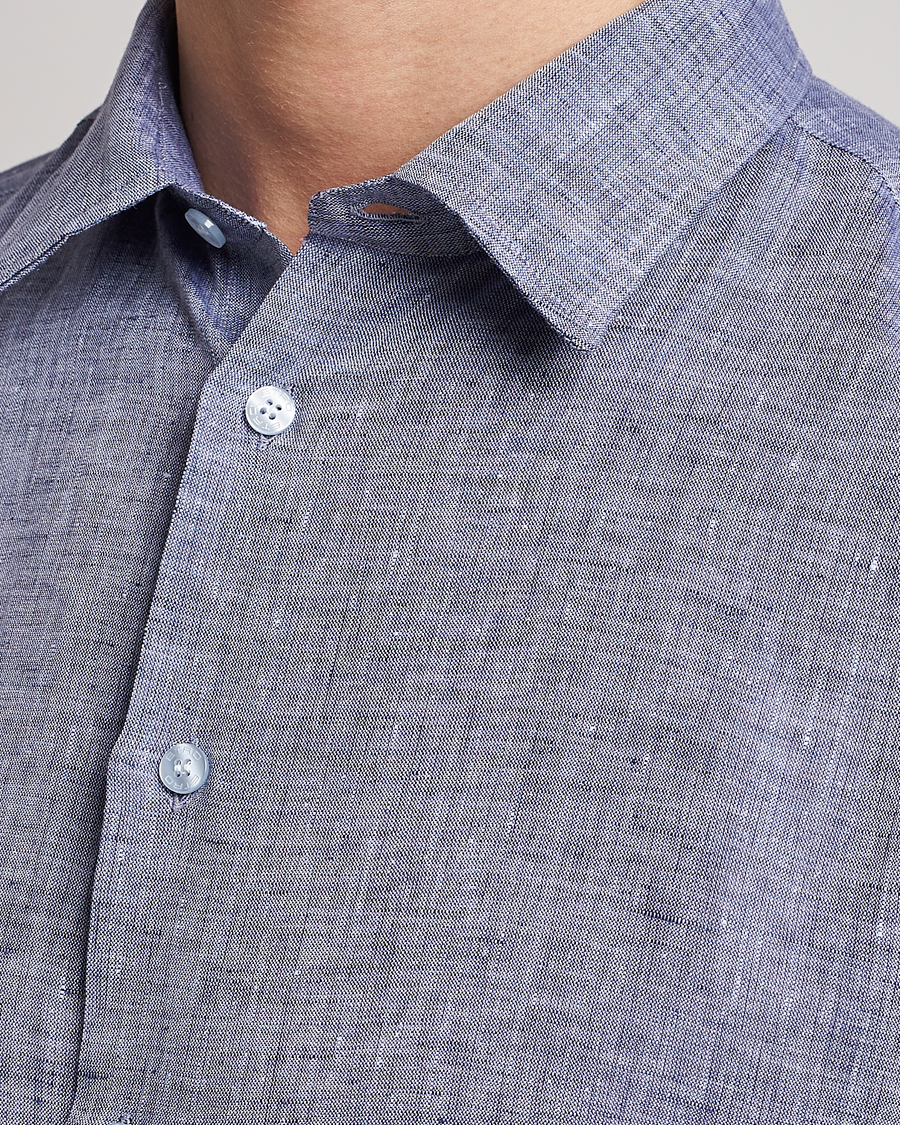 Uomini | Camicie | Etro | Linen Sport Shirt Dark Blue