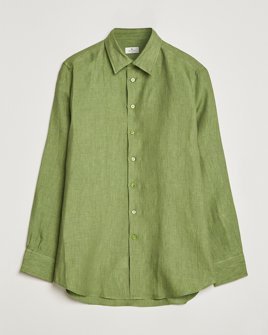 Uomini | Camicie | Etro | Linen Sport Shirt Green