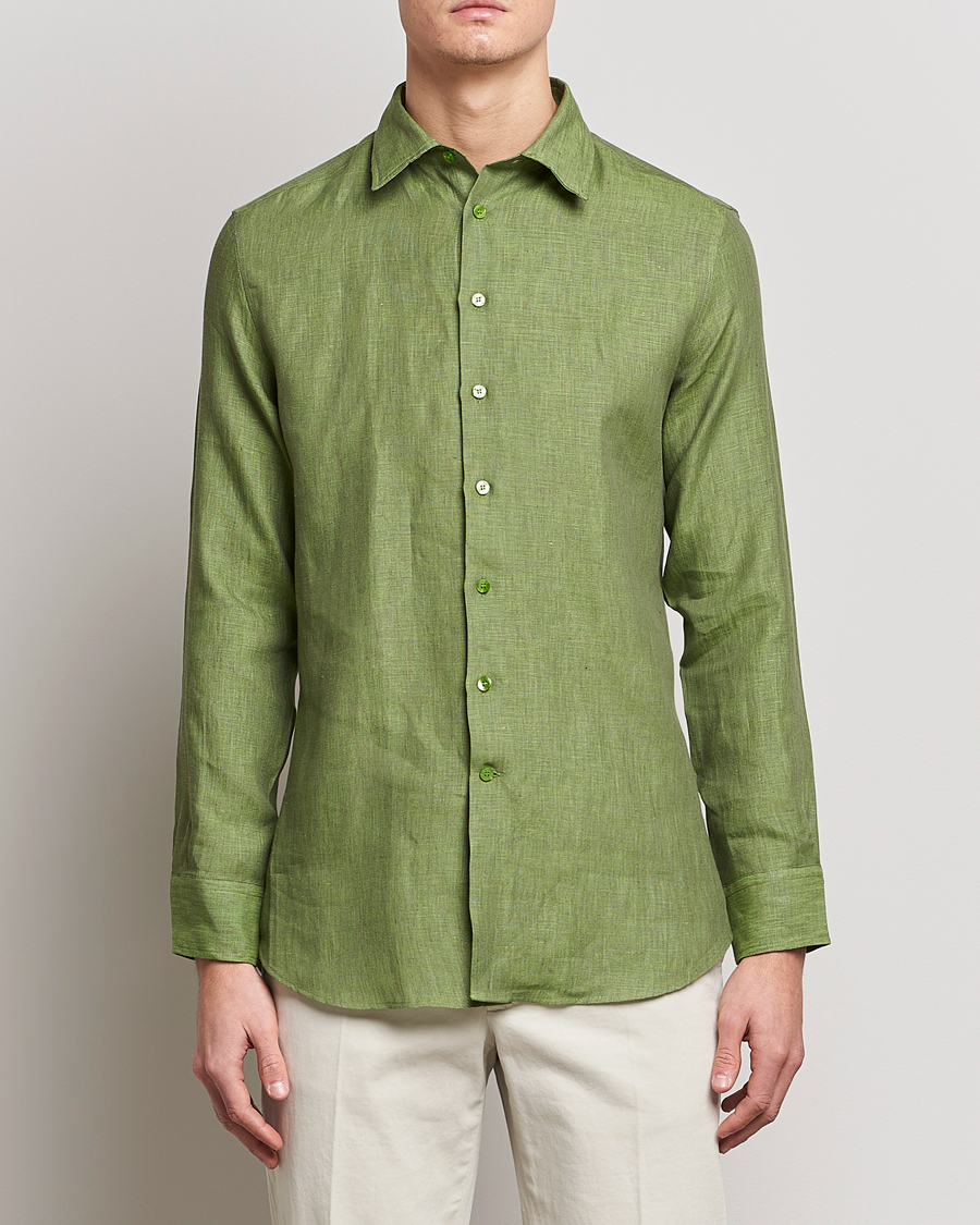 Uomini | Camicie | Etro | Linen Sport Shirt Green