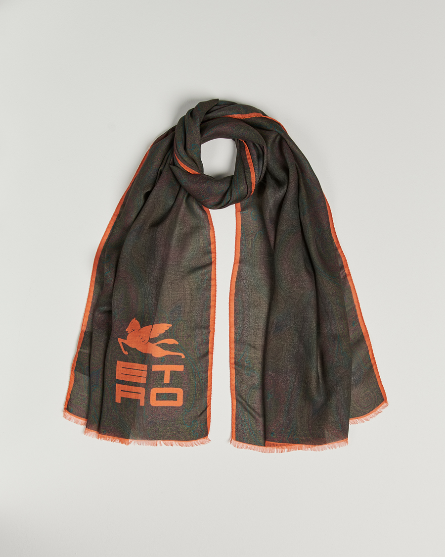 Uomini | Etro Shaal Nur Cashmere Blend Paisley Scarf Dark Brown | Etro | Shaal Nur Cashmere Blend Paisley Scarf Dark Brown