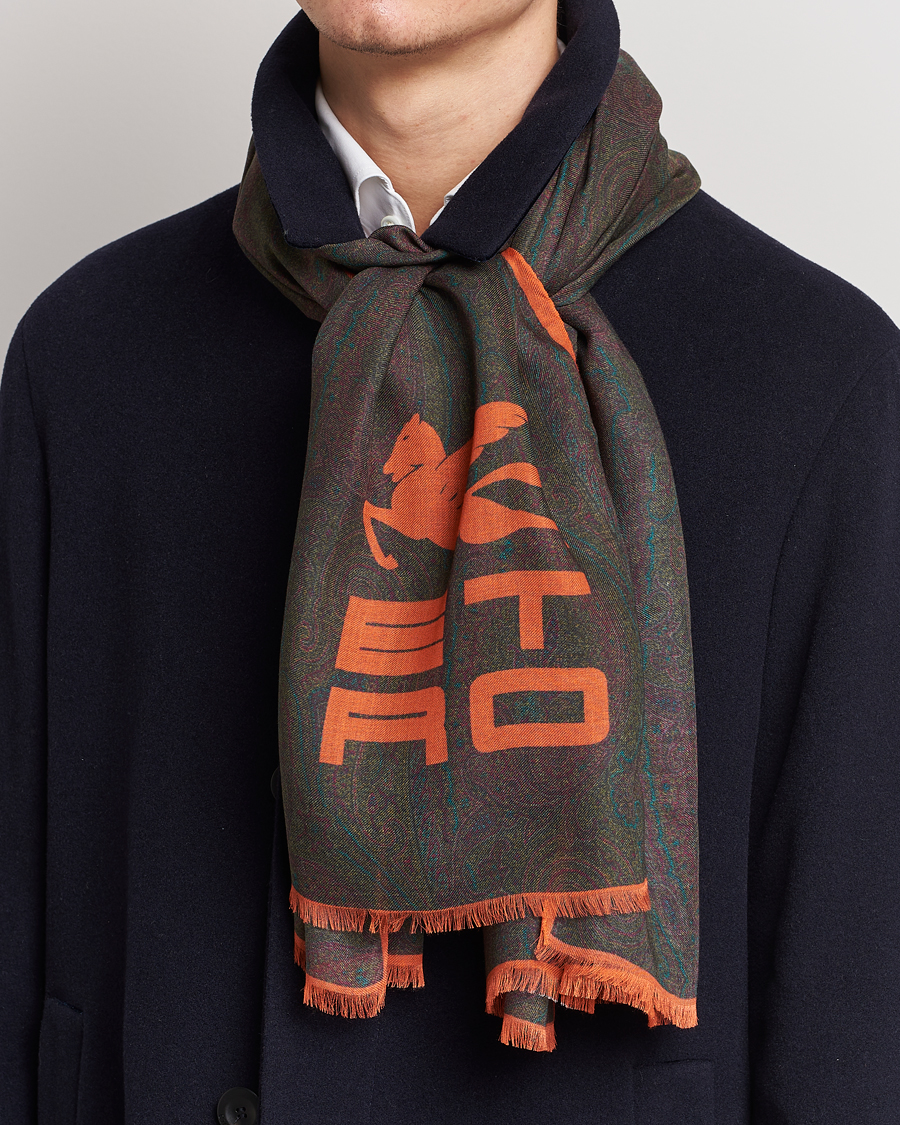 Uomini | Etro Shaal Nur Cashmere Blend Paisley Scarf Dark Brown | Etro | Shaal Nur Cashmere Blend Paisley Scarf Dark Brown