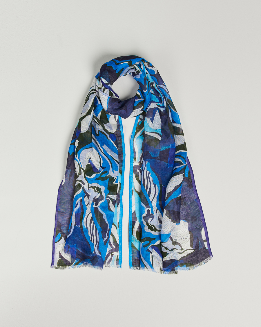 Uomini | Etro Floreale Linen Scarf Light Blue | Etro | Floreale Linen Scarf Light Blue