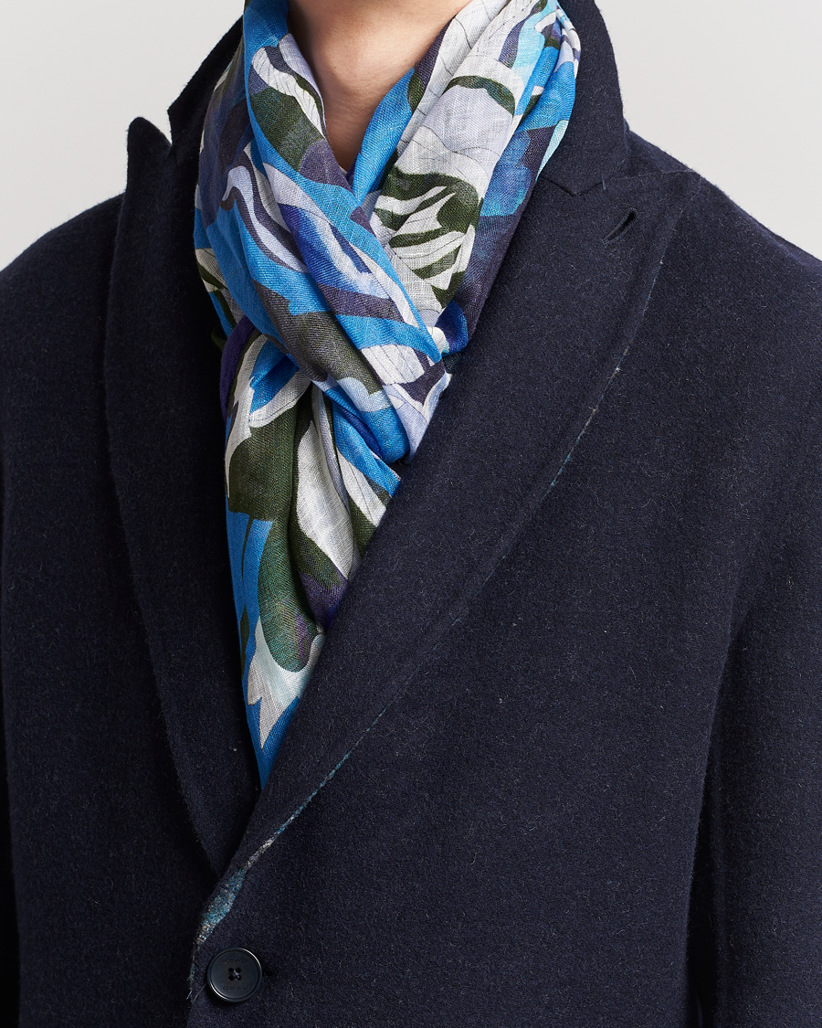 Uomini | Etro Floreale Linen Scarf Light Blue | Etro | Floreale Linen Scarf Light Blue