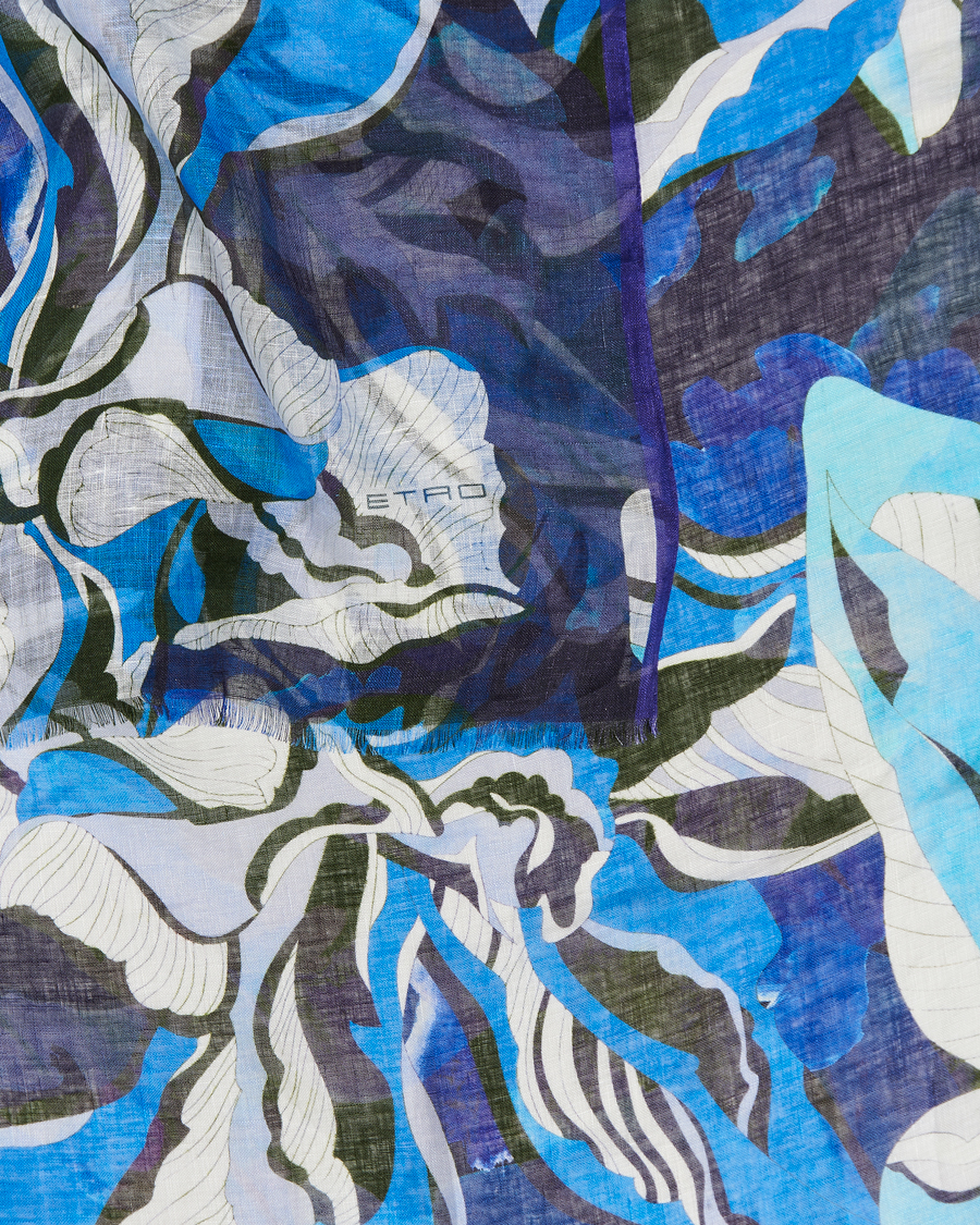 Uomini | Etro Floreale Linen Scarf Light Blue | Etro | Floreale Linen Scarf Light Blue