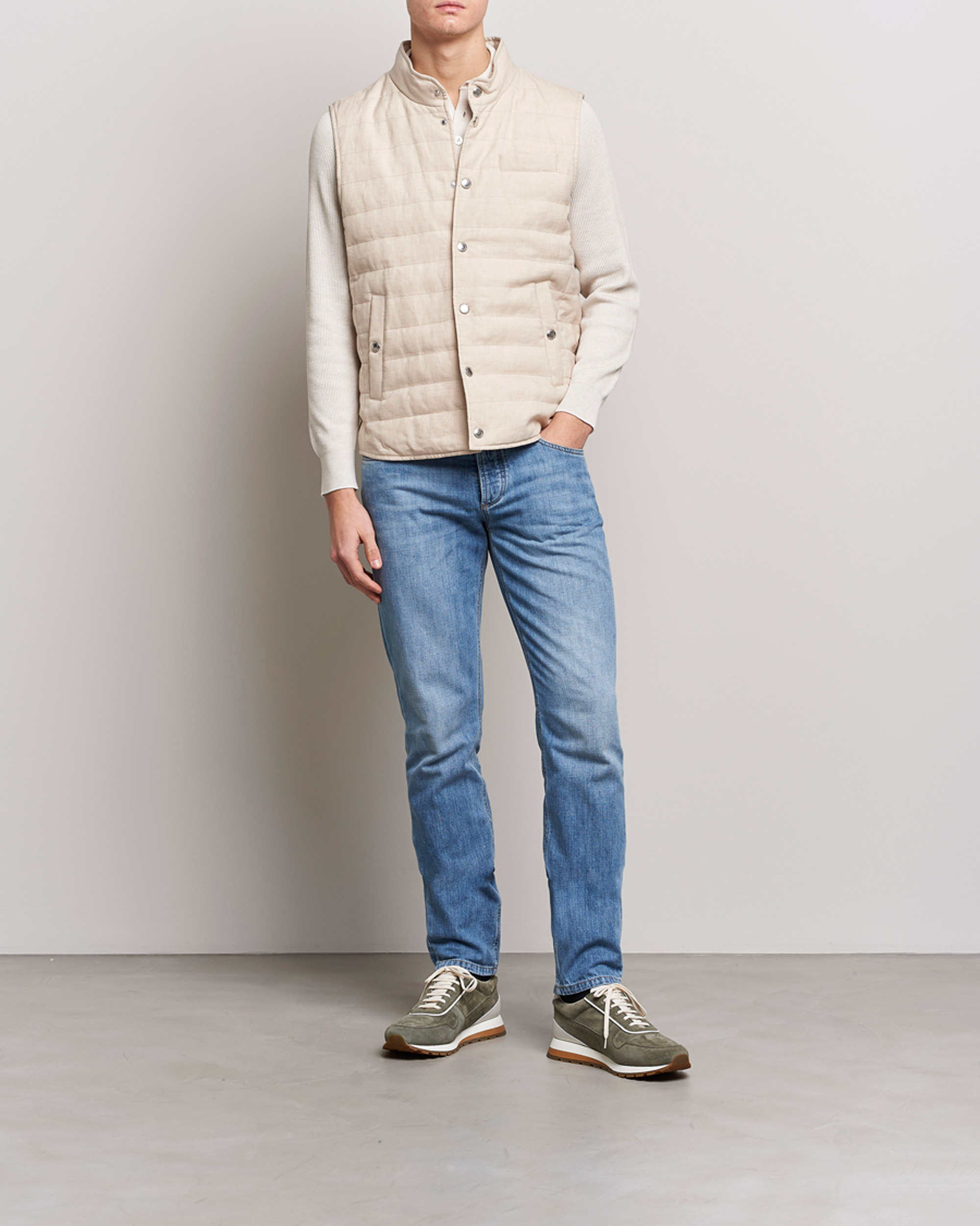 Uomini | Gilet | Brunello Cucinelli | Cotton/Linen Gilet Light Beige