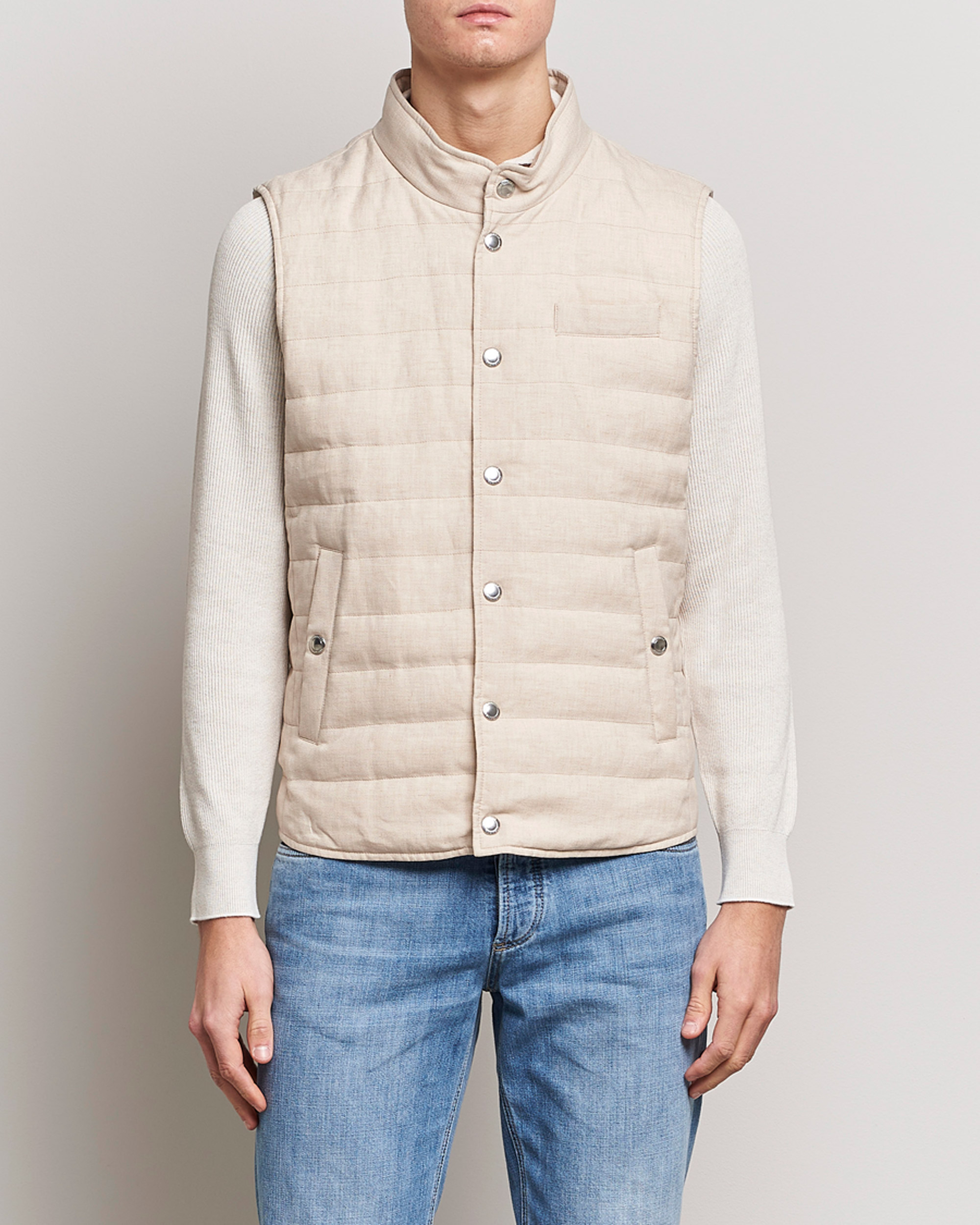 Uomini | Gilet | Brunello Cucinelli | Cotton/Linen Gilet Light Beige