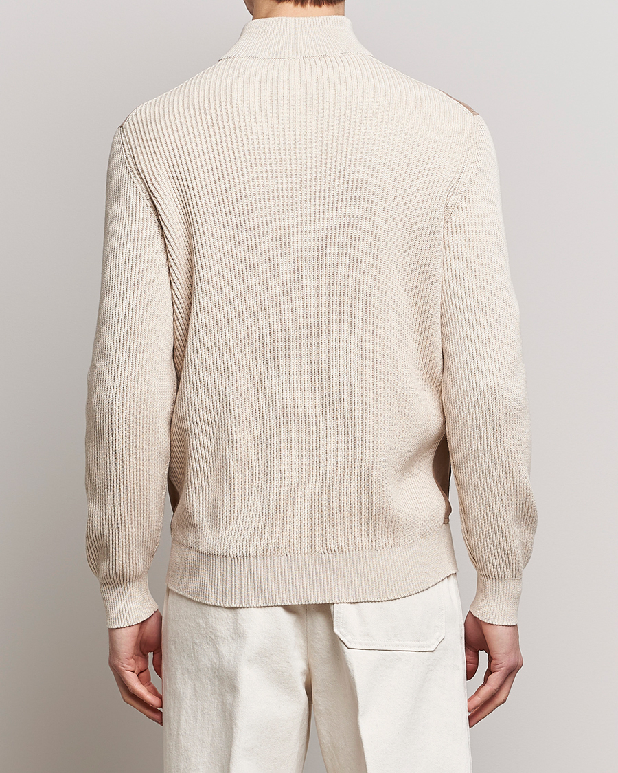Uomini | Giacche | Brunello Cucinelli | Suede Knit Bomber Jacket Beige Suede
