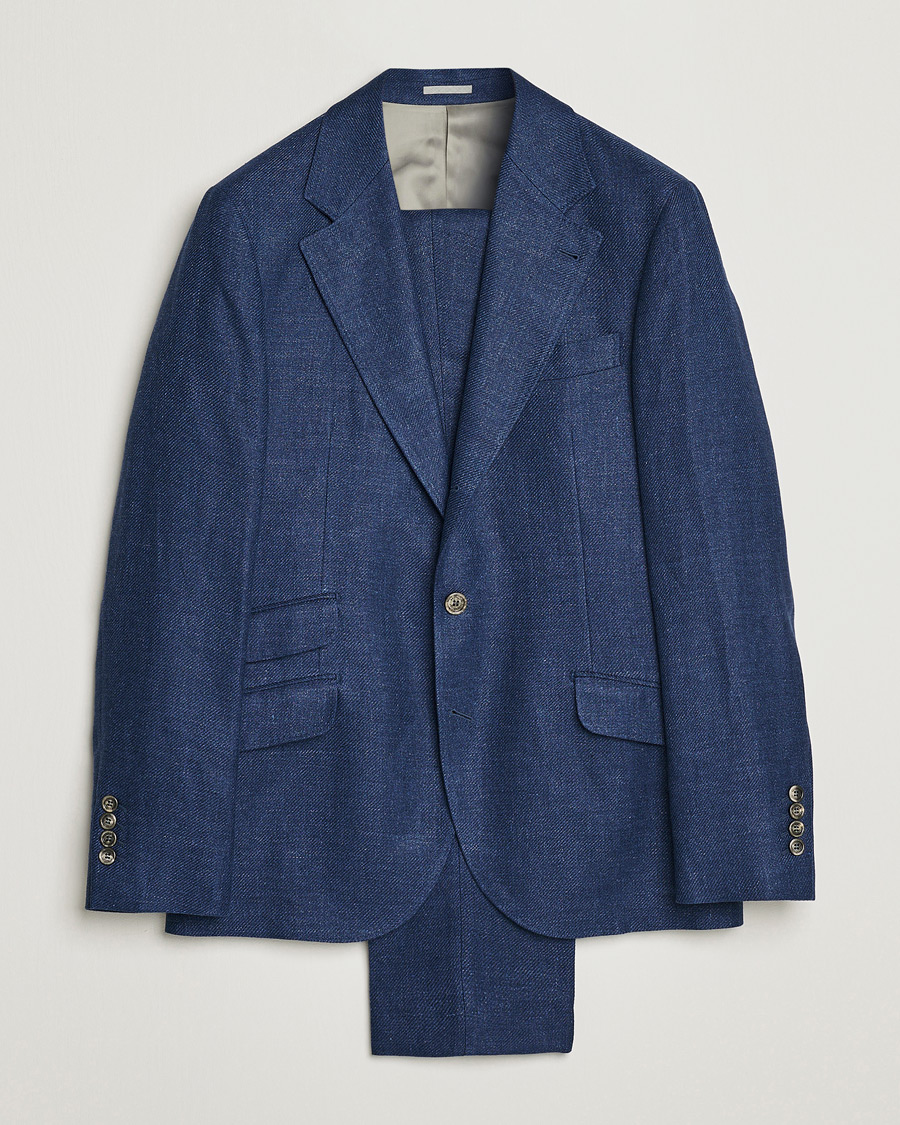 Uomini | Abiti | Brunello Cucinelli | Linen/Silk Suit Royal Blue
