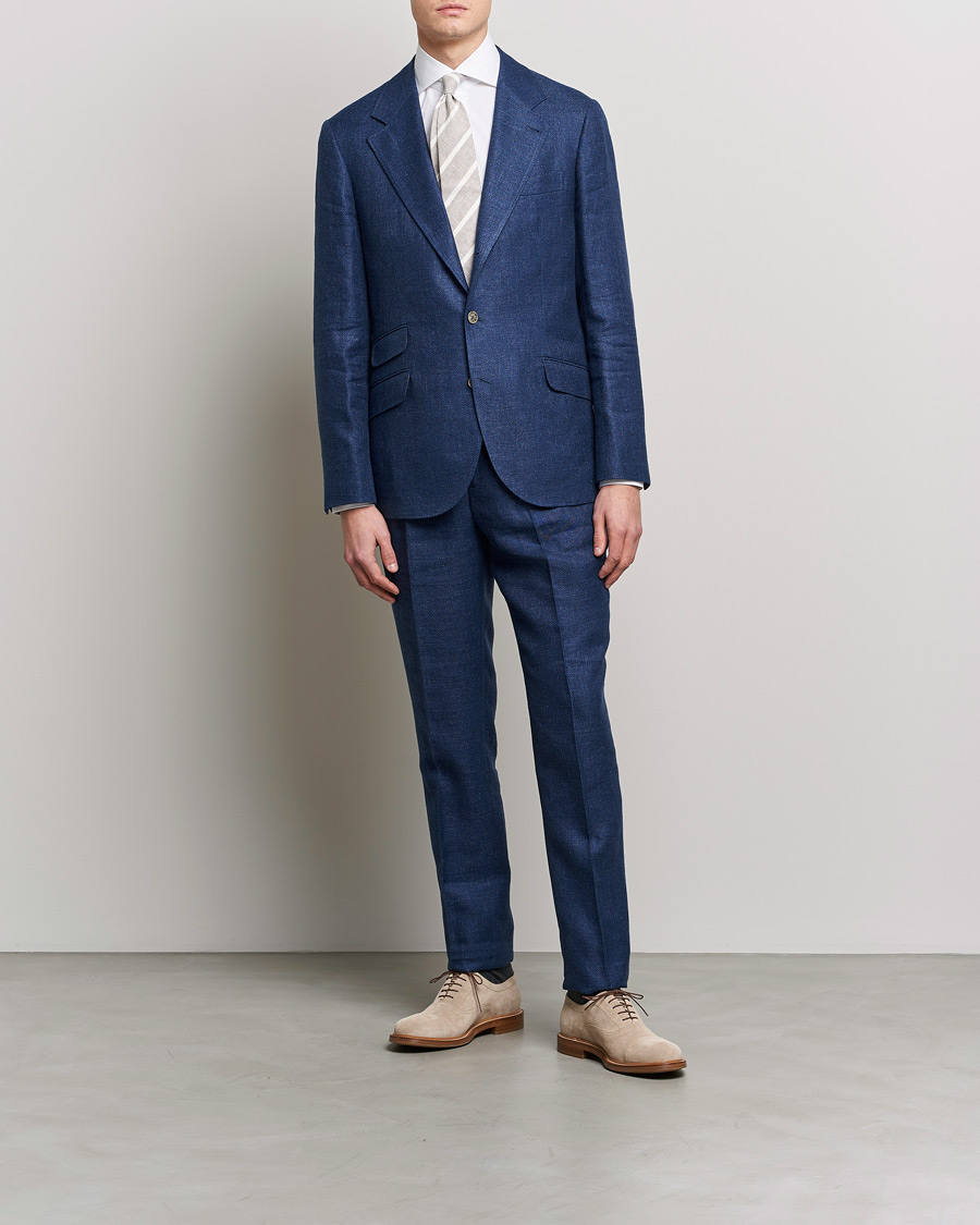 Uomini | Abiti | Brunello Cucinelli | Linen/Silk Suit Royal Blue
