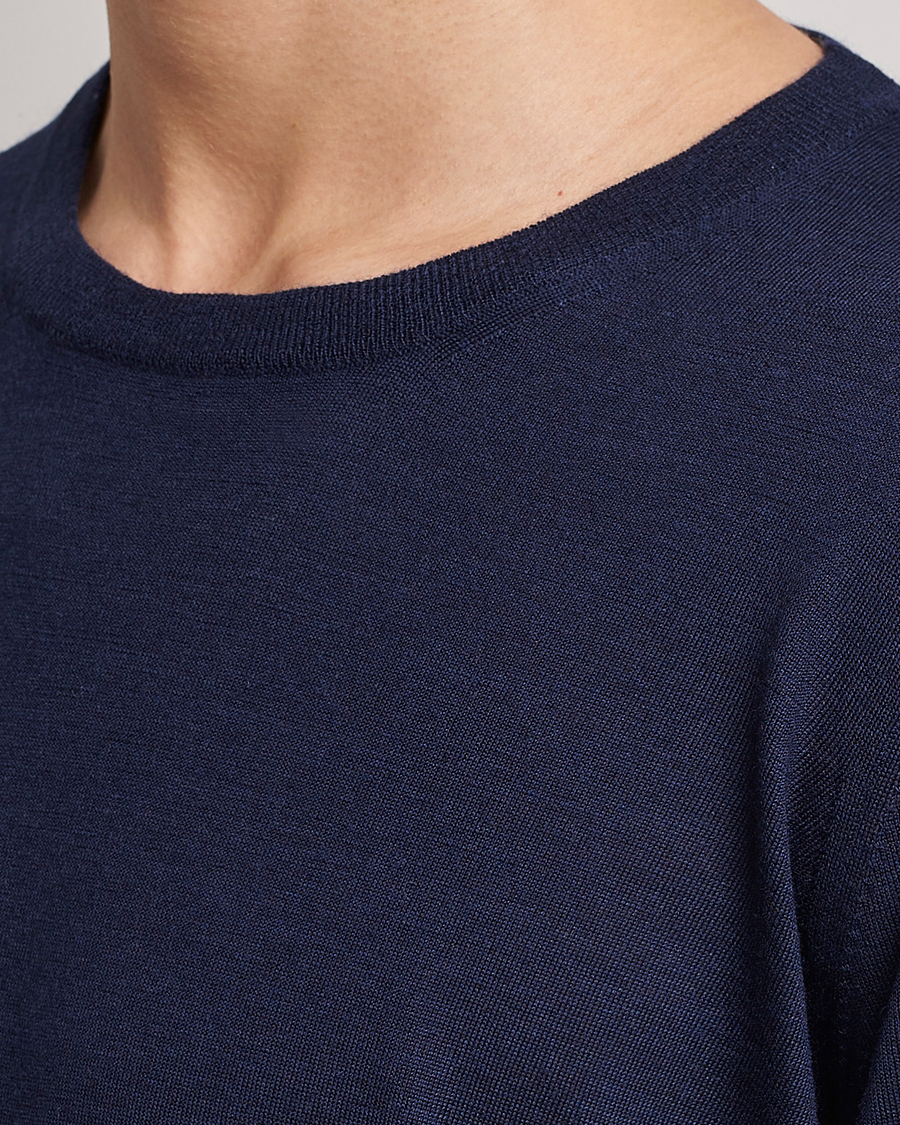 Uomini | Maglieria | Brunello Cucinelli | Cashmere/Wool Crew Neck Sweater Navy