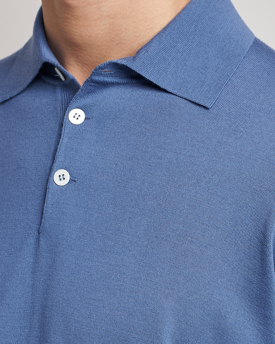 Uomini | Maglieria | Brunello Cucinelli | Cashmere/Wool Knitted Polo Oxford Blue