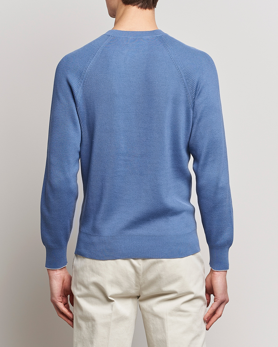 Uomini | Maglieria | Brunello Cucinelli | Rib Stitch Crew Neck Sweater Oxford Blue