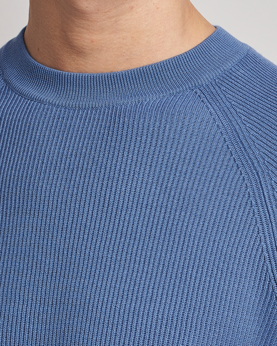 Uomini | Maglieria | Brunello Cucinelli | Rib Stitch Crew Neck Sweater Oxford Blue