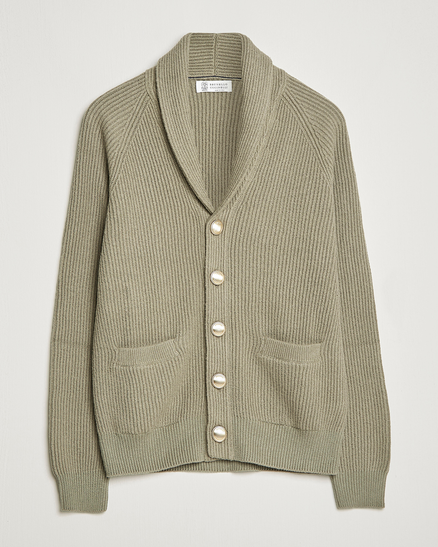 Uomini | Maglieria | Brunello Cucinelli | Heavy Rib Cardigan Olive