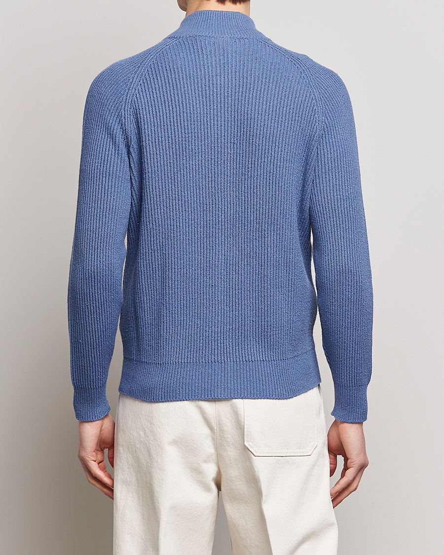 Uomini | Maglieria | Brunello Cucinelli | Heavy Zip Sweater Oxford Blue