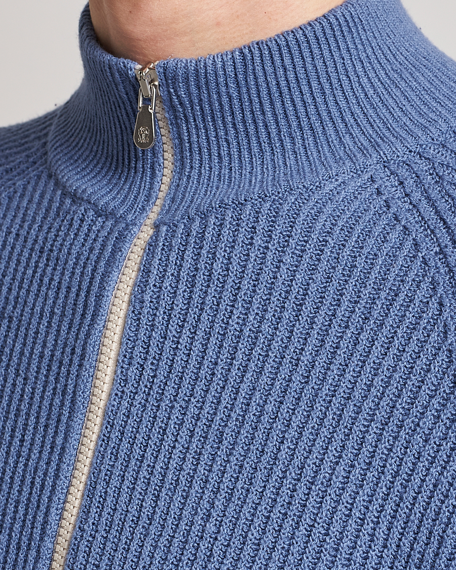 Uomini | Maglieria | Brunello Cucinelli | Heavy Zip Sweater Oxford Blue