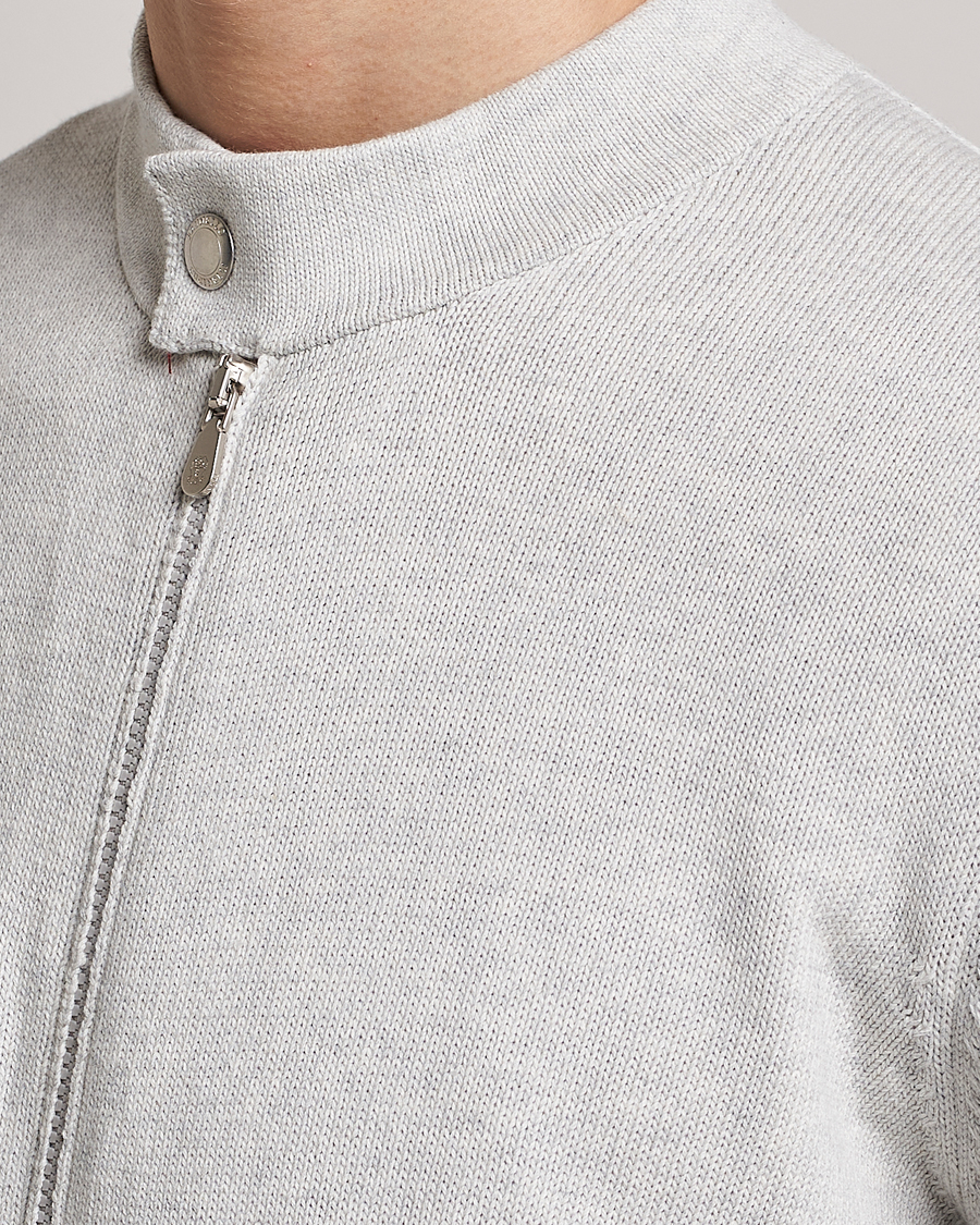 Uomini | Maglieria | Brunello Cucinelli | Knitted Zip Blouson Pearl Grey