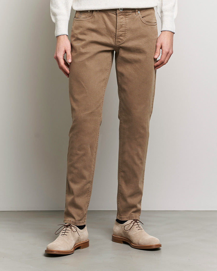 Uomini | Pantaloni | Brunello Cucinelli | Slim Fit 5-Pocket Pants Beige