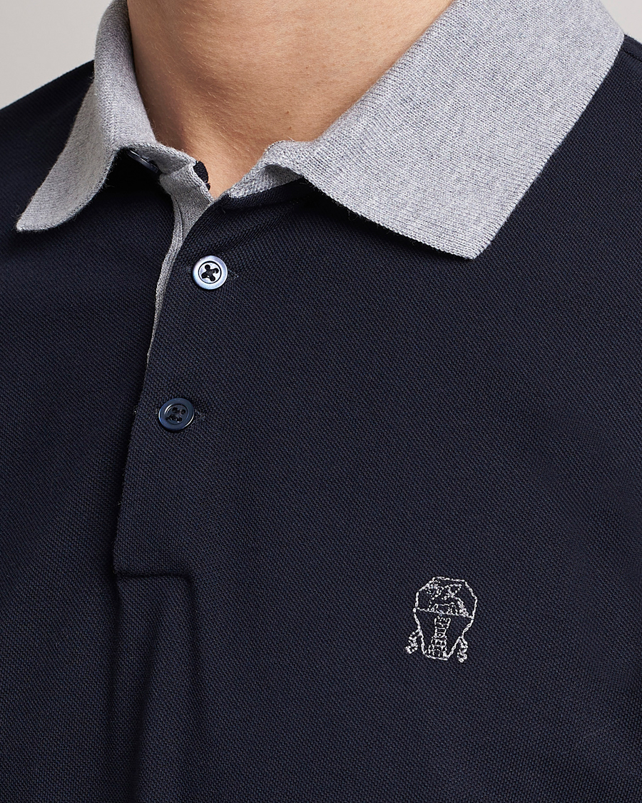 Uomini | Polo | Brunello Cucinelli | Short Sleeve Polo Piquet Navy