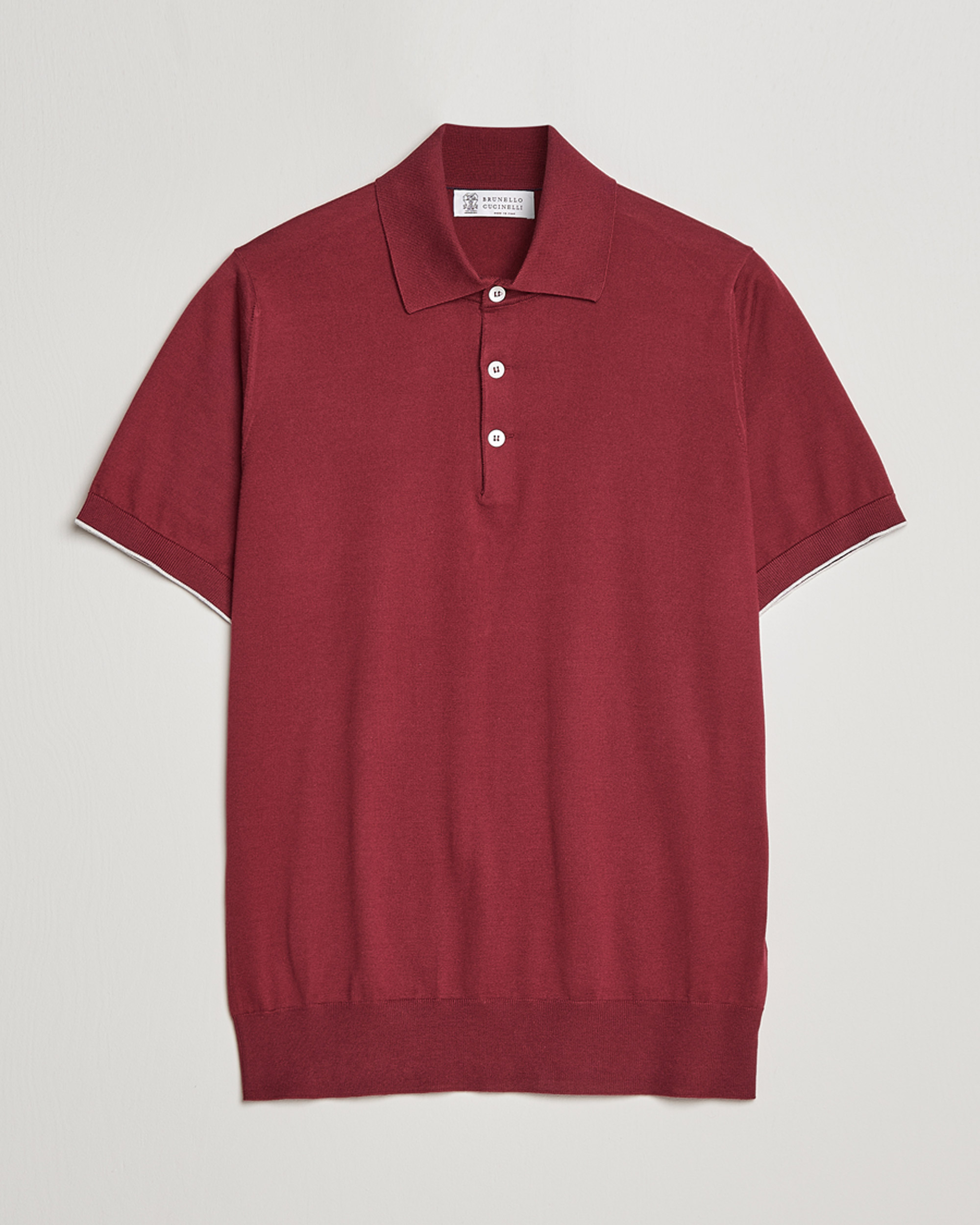 Uomini | Polo | Brunello Cucinelli | Short Sleeve Knitted Polo Burgundy