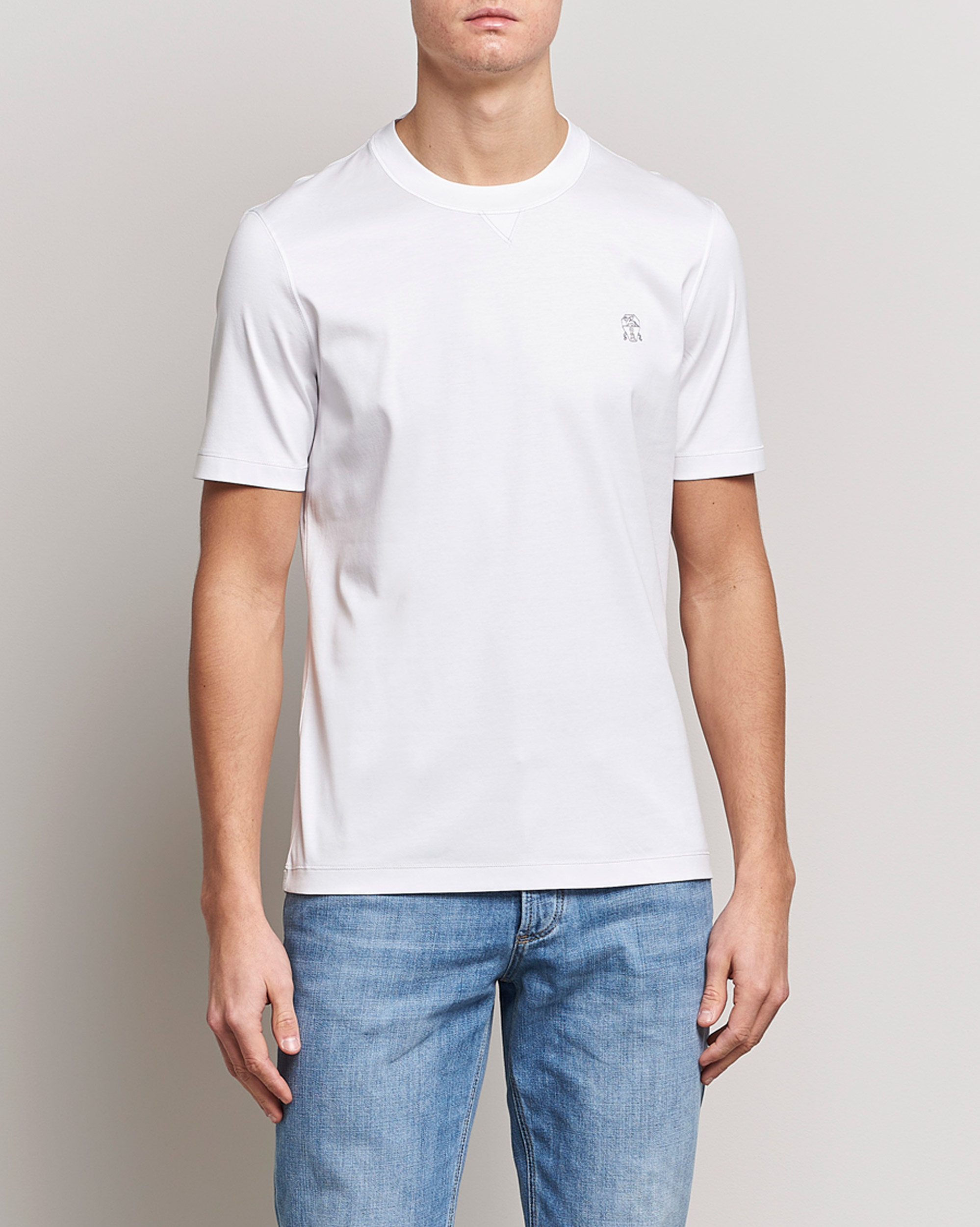 Uomini | T-shirt | Brunello Cucinelli | Short Sleeve Logo T-shirt White